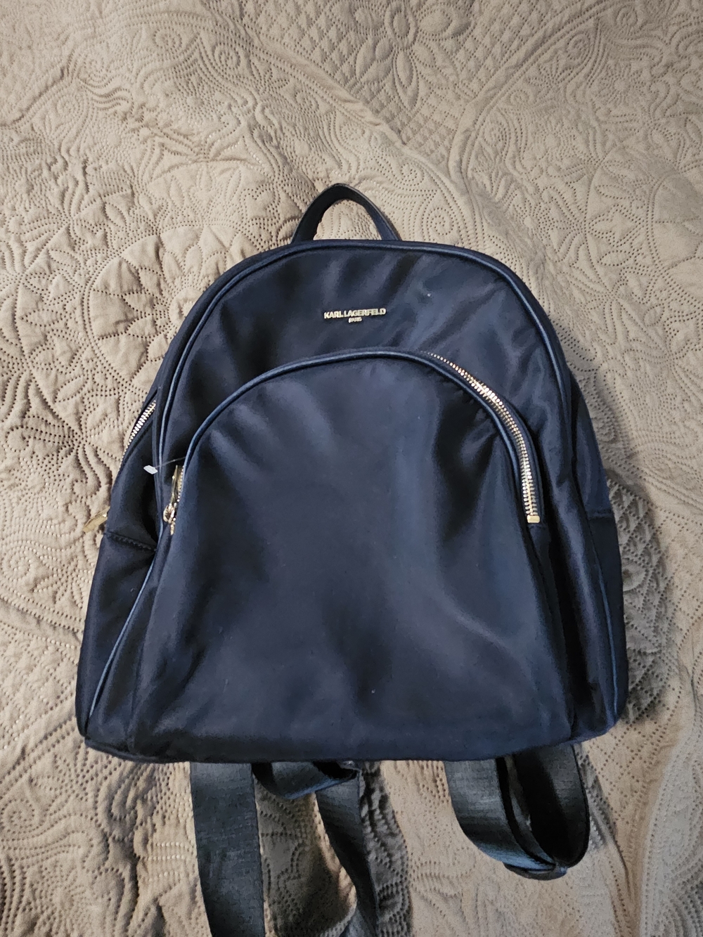 Karl Lagerfeld Navy and Gold Accent Backpack